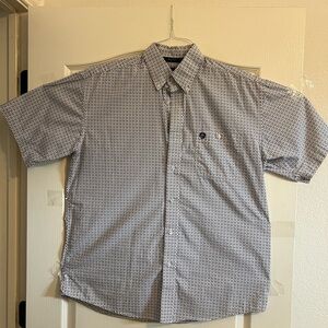 Wrangler George Strait Collection Men's Casual Button Down Shirt - cream and red